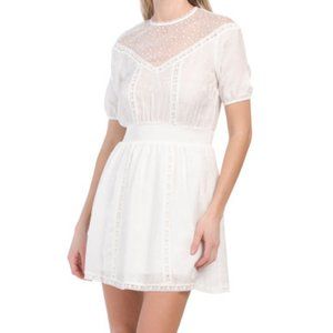 The Kooples White Crinkle Flowers Jacquard Dress